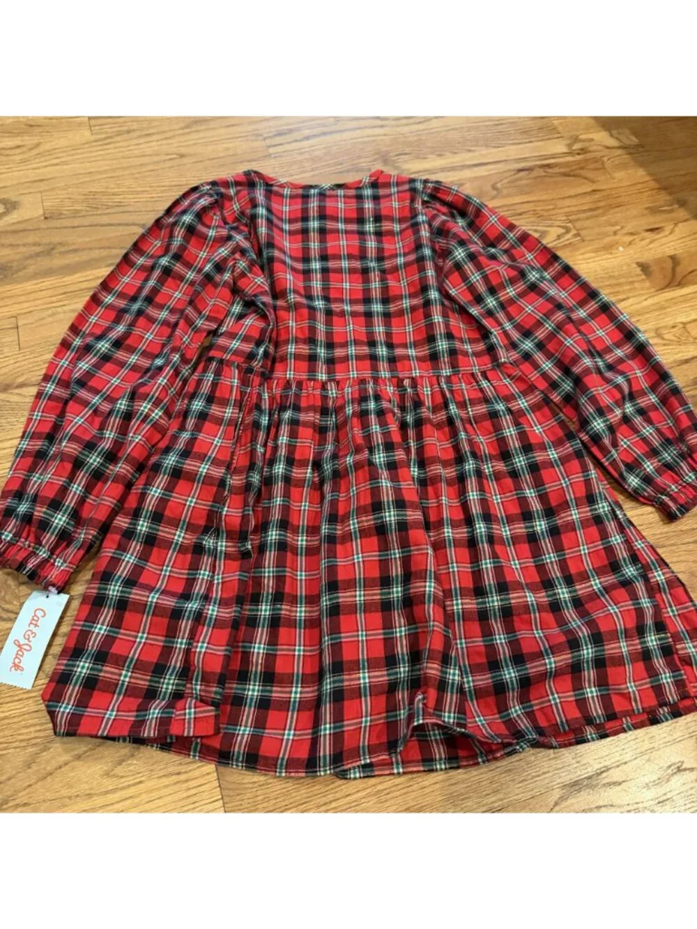 Cat & Jack Girls Red Plaid Christmas Dress XL 14/16 New